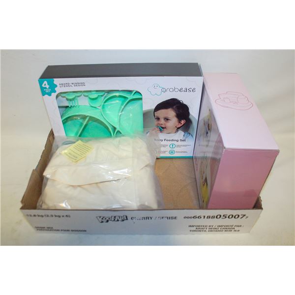 INFLATABLE INFANT SEAT W/BUILT IN PUMP + DISH SET