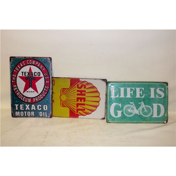 2 REPLICA OLD TEXACO MOTOR OIL & SHELL METAL