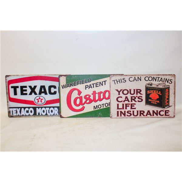 3 REPLICA OLD SHELL MOTOR OIL, CASTROL MOTOR