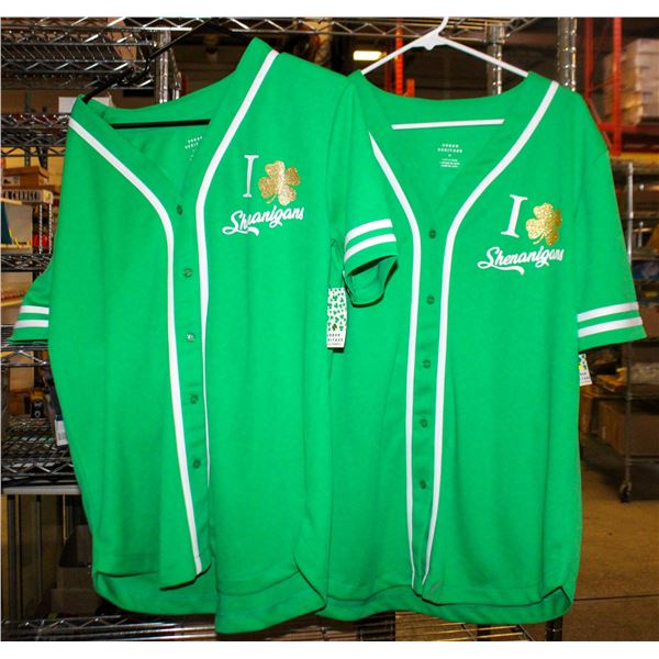 2 NEW WITH TAGS ST PATRICK'S DAY BASEBALL JERSEYS