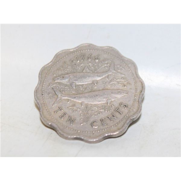 1966 BAHAMAS 10 CENT COPPER NICKEL 2 FISH