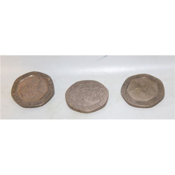3X 10 PENCE SILVER COINS 1992