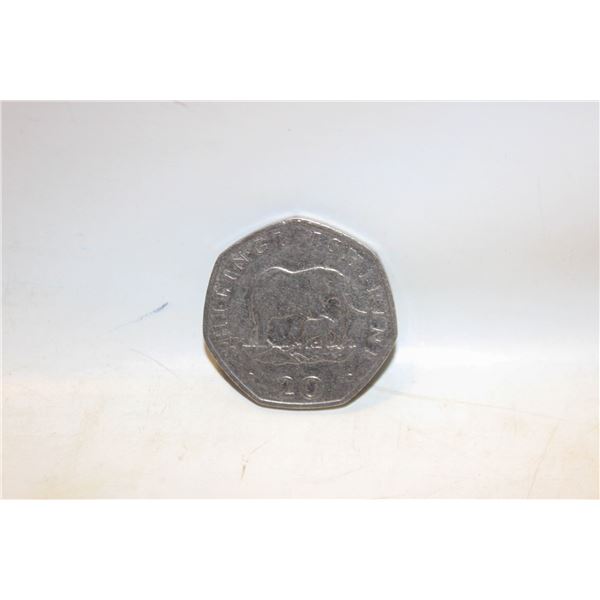 1992 TANZANIA 20 SHILLING COIN 7 SIDED NICKEL