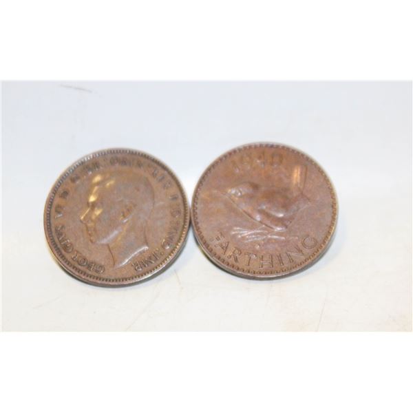 1939-40 BRITISH FARTHING BRONZE COINS WW2 WREN