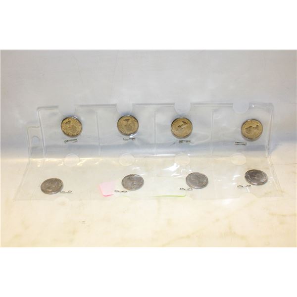 8X BEAVER NICKELS 1955 TO 1964 CANADA