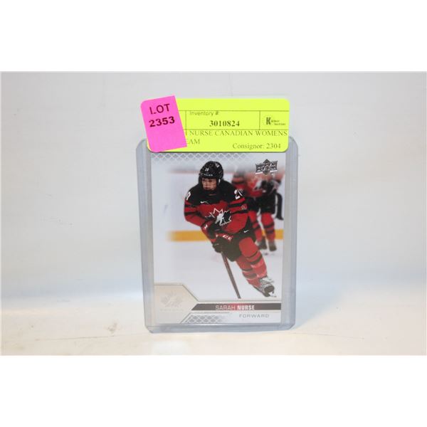 SARAH NURSE CANADIAN WOMENS 2022 TEAM
