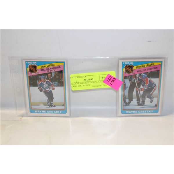 2 WAYNE GRETZKY GOAL LEADER CARDS 1983-84 OPC