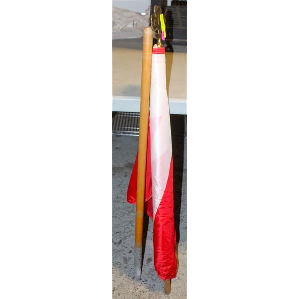 6FT BRASS TOP CANADA FLAG WITH POLE