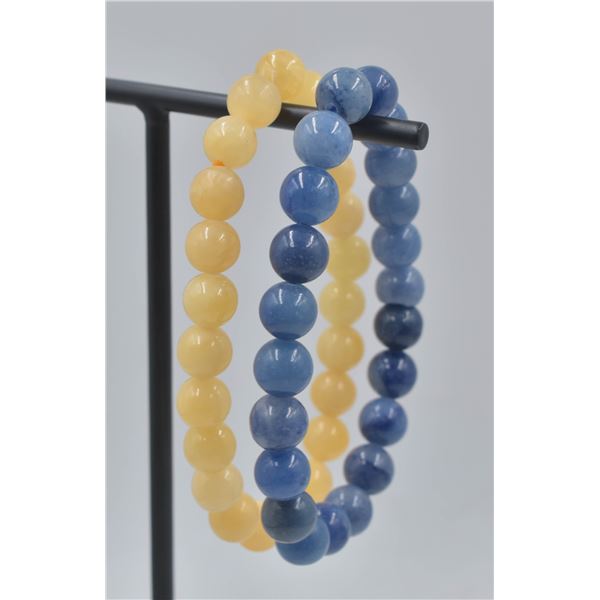 #34- NATURAL BLUE JADE & YELLOW CHALCEDONY