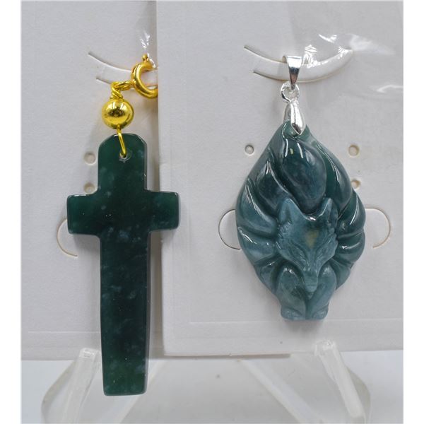 #153-NATURAL JADE JADEITE PENDANT 2PCS