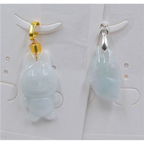#163-NATURAL JADE JADEITE PENDANT 2PCS