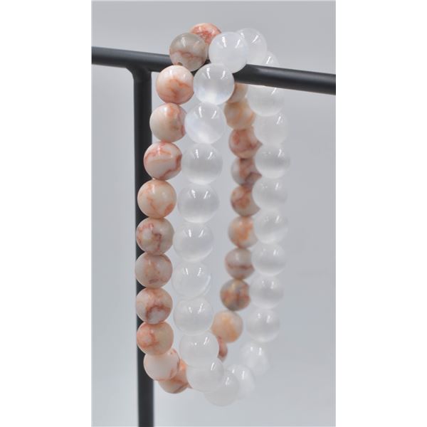 #58- NATURAL SELENITE & RED NET STONE BRACELET