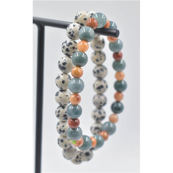 #75-NATURAL JASPER SPORT & JADE JADEITE BRACELET
