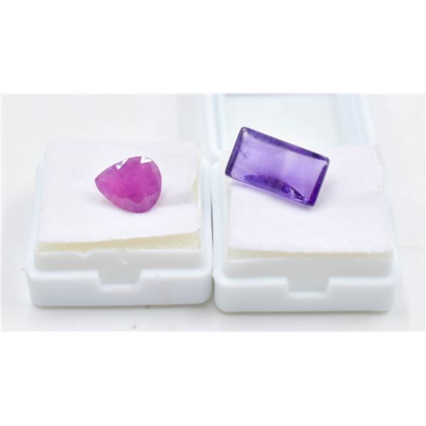 #262- NATURAL AMETHYST 7.00CT& RED RUBY 4.55CT