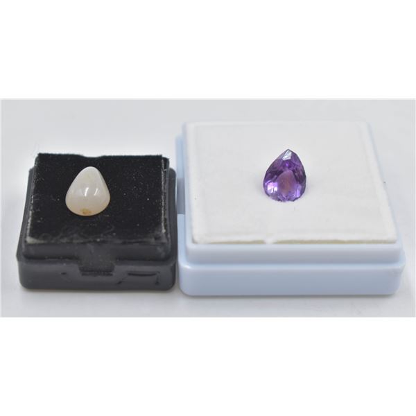 #255- NATURAL AMETHYST 3.91CT & MOONSTONE 3.55CT