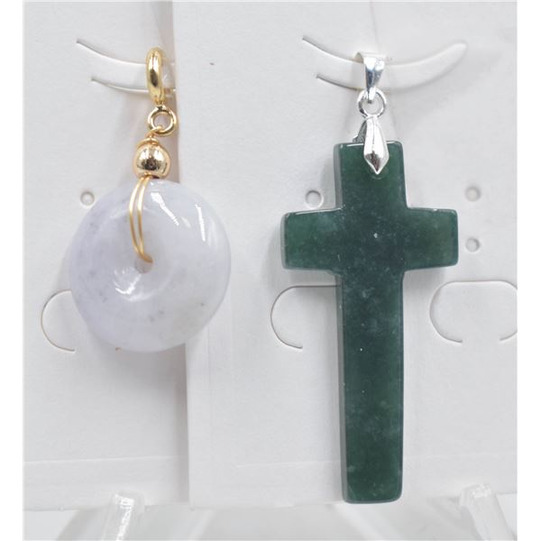 #195-NATURAL JADE JADEITE PENDANT 2PCS