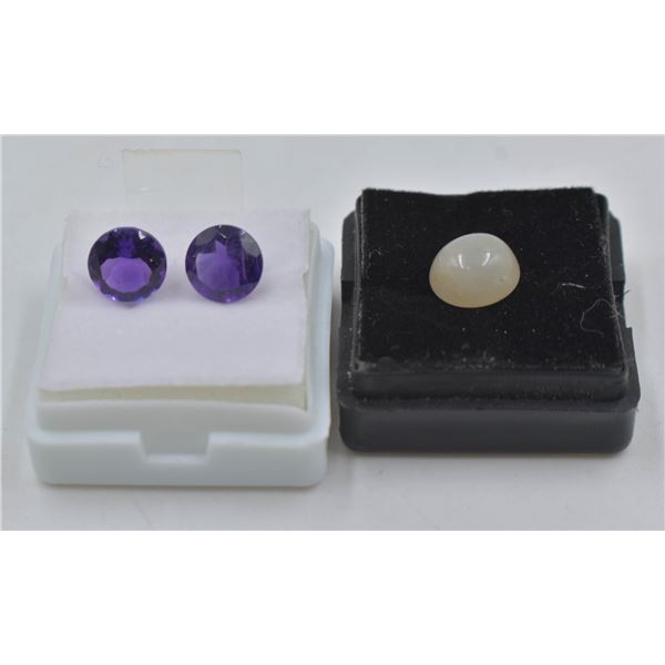 #266- NATURAL AMETHYST 3.05CT& MOONSTON 3.10CT