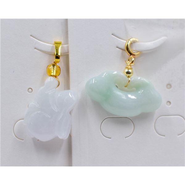 #168-NATURAL JADE JADEITE PENDANT 2PCS