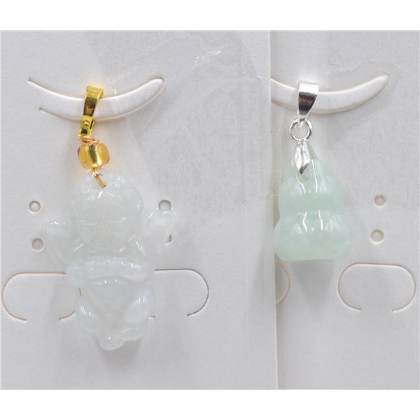 #170-NATURAL JADE JADEITE PENDANT 2PCS