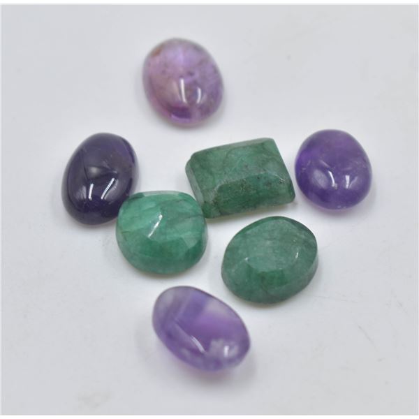 #280-NATURAL AMETHYST & EMERALD 55.00CT
