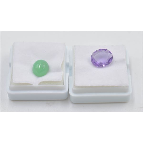 #252- NATURAL AMETHYST 2.35CT& CHRYSOPRASE 3.15CT