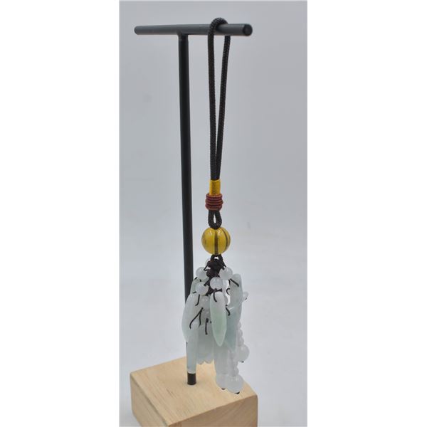 #100- NATURAL JADE JADITE & AGATE CAR HANGER