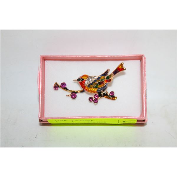 NEW BIRD BROOCH COLORFUL ENAMEL PINK