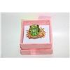 Image 1 : NEW RING BRIGHT GREEN CLEAR RHINESTONES