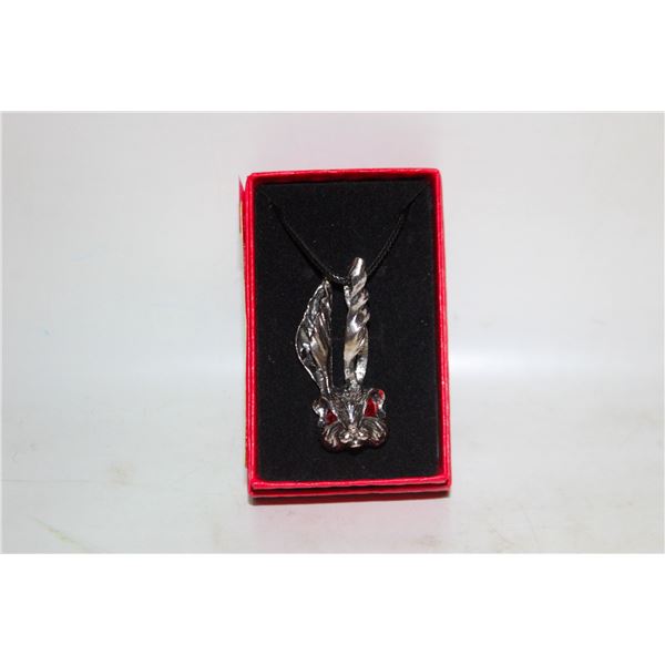 NEW SILVER TONE ETCHED RED EYED RABBIT