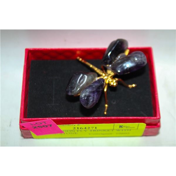 NEW DRAGON FLY TRINKET WITH PURPLE STONE