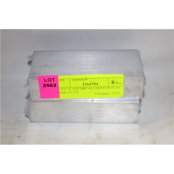 2 PACK SQUARE ALUMINIUM FLAT BAR 1X2X4