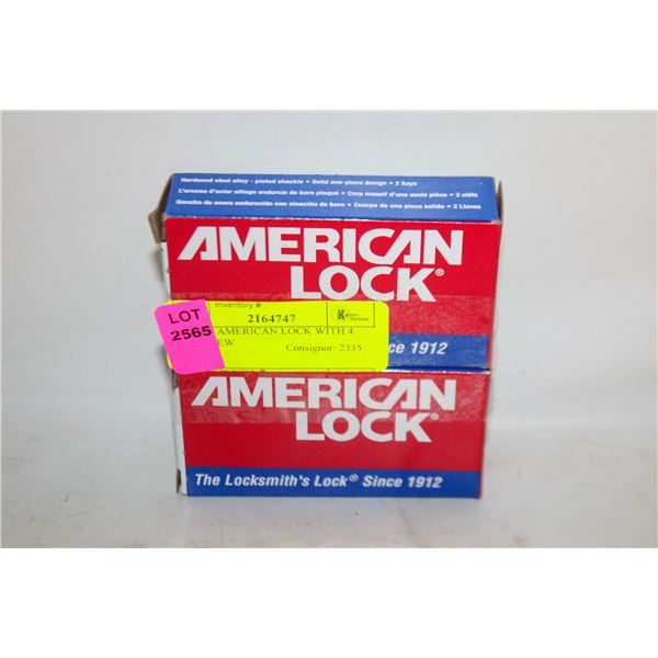 2 PACK AMERICAN LOCK WITH 4 KEYS NEW