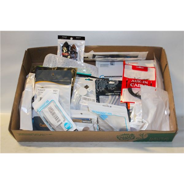 NEW FLAT OF PHONE CABLES AND ACCESSORIES