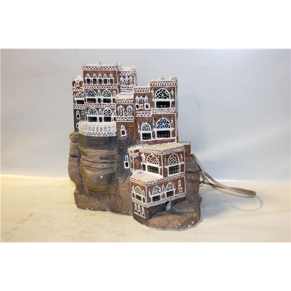 12"X9" LIGHTED CASTLE WITH VINTAGE PLUG