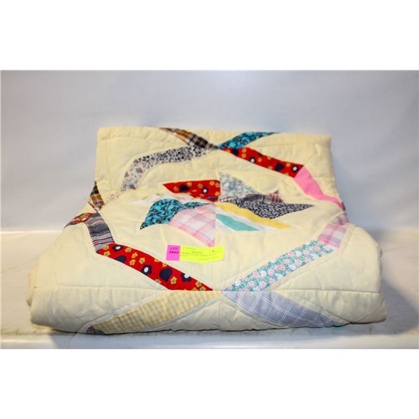 UNFINISHED HOME-MADE QUILT TOP WITH