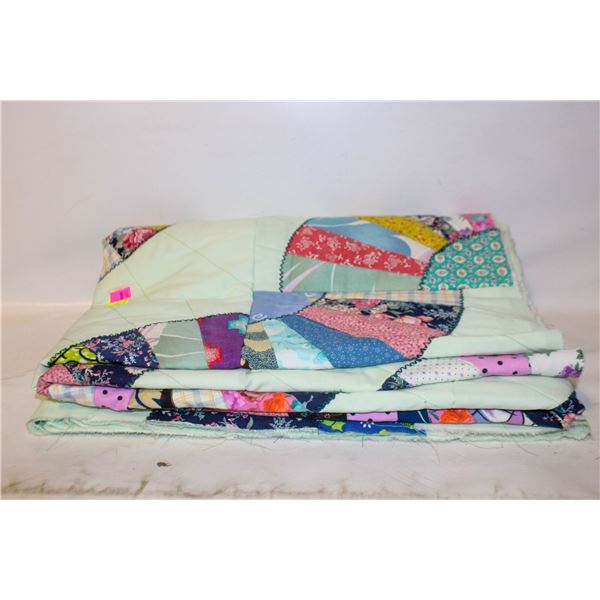 UNFINISHED HOME-MADE QUILT TOP WITH