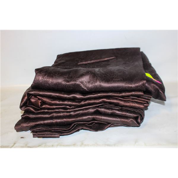 3 BROWN DEMASK 4' X 9' CURTAIN PANELS