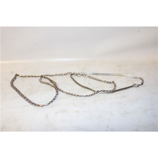 3 SMALL SILVER PLATED NECKLACES