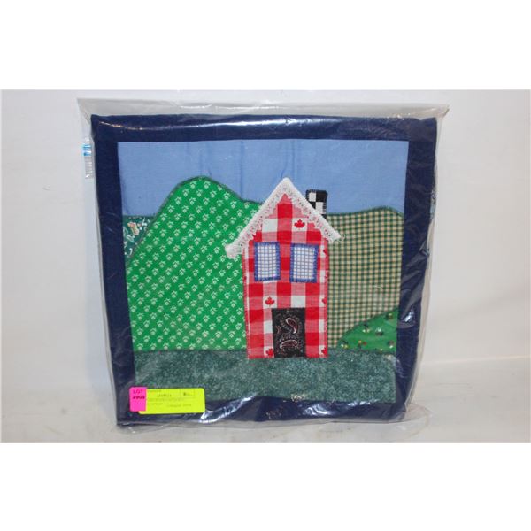 NEW HOME-MADE LAP QUILT, HOUSES, 34"X36"