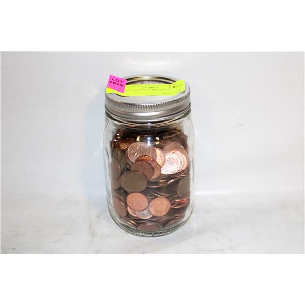 JAR OF CANADIAN PENNIES