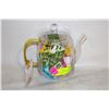 Image 1 : NEW GLASS TEA POT WITH QTY 16 NEW ORGANIC