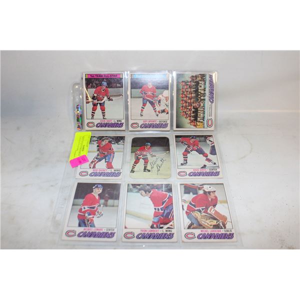 SHEET OF QTY 9 MONTREAL CANADIAN PLAYERS