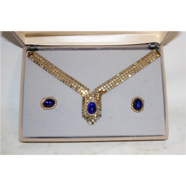 BLUE STONE NECKLACE & EARRING SET ESTATE