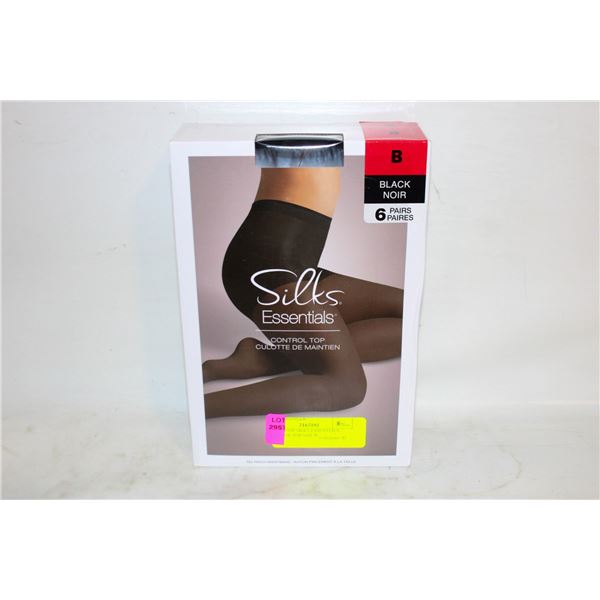 NEW 6 PAIR SILKS ESSENTIALS CONTROL TOP SIZE B