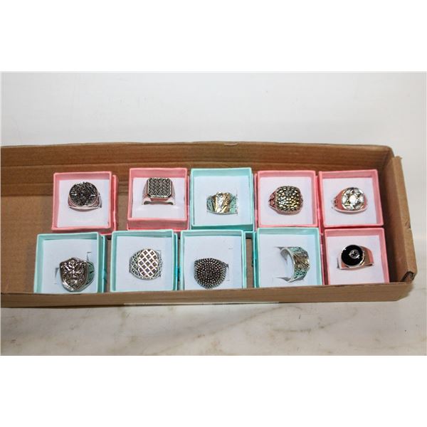 LOT OF 10 ESTATE MENS RINGS