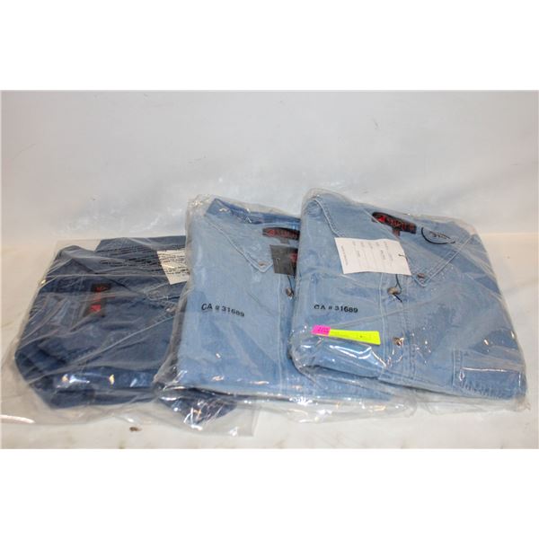 3 NEW MENS SZ 3XL DENIM BUTTON UP L/SLEEVE SHIRTS