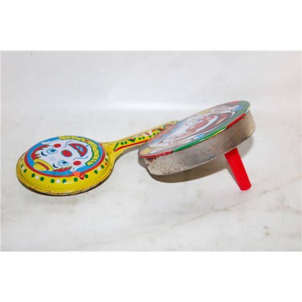 2 VINTAGE CLOWN SPIN TOY