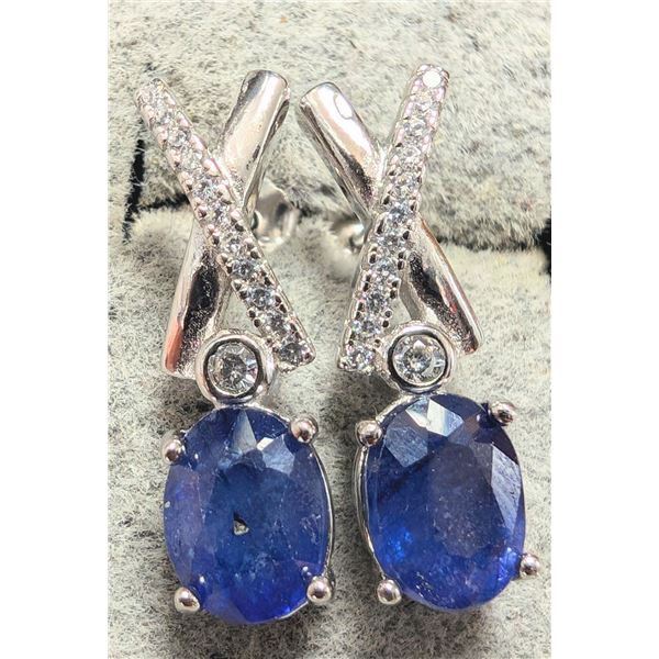 SILVER (SAPPHIRE 3CT) EARRINGS