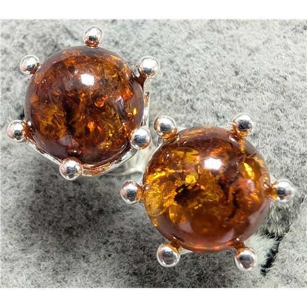 SILVER AMBER EARRINGS