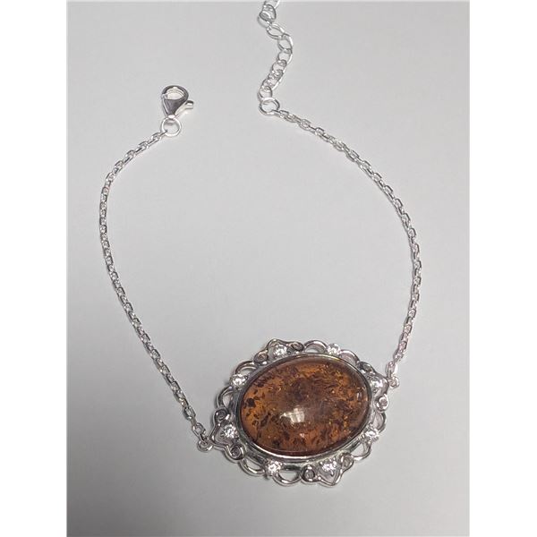SILVER(AMBER)BRACELET 7.5"